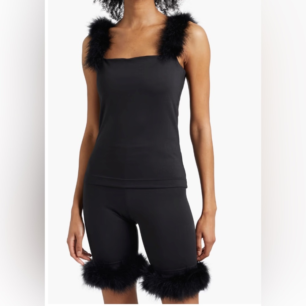 NWT Sleeper Black Pajama Ostrich Feather Set